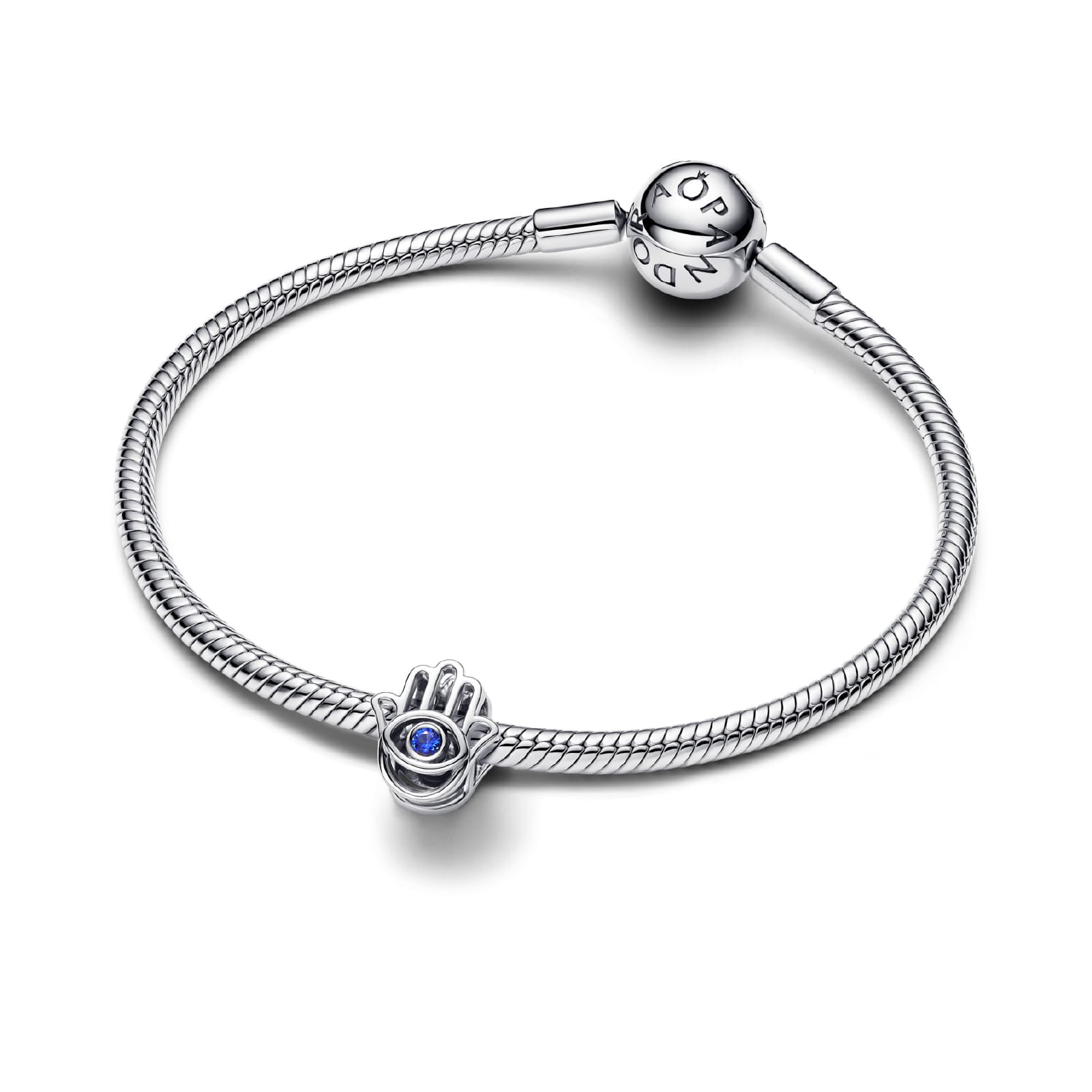 Charm Pandora in argento Mano di Fatima con cristallo blu MISURA UNICA
