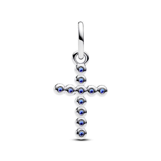 Charm Pandora donna in argento 925 croce con cristalli blu MISURA UNICA