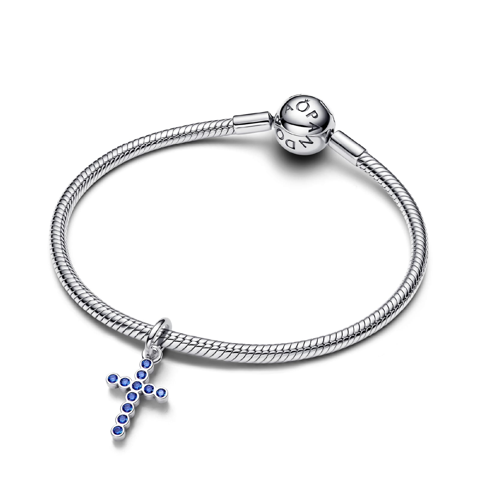 Charm Pandora donna in argento 925 croce con cristalli blu MISURA UNICA
