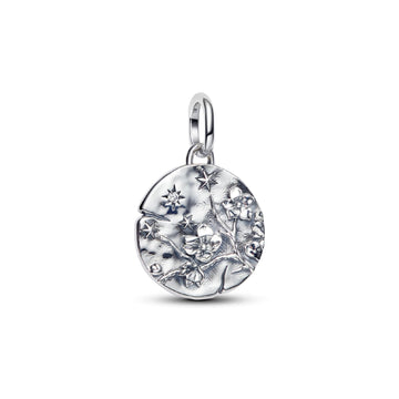Charm Pandora in argento medaglione con fiore di ciliegio MISURA UNICA