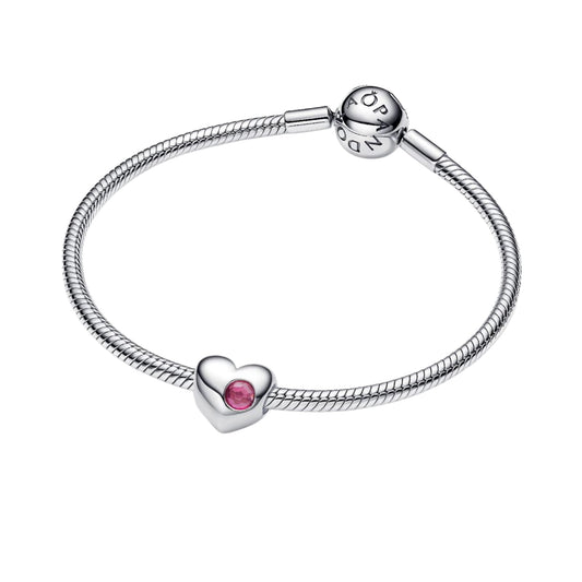 Charm cuore Pandora Argento Sterling 925 con cristallo rosa MISURA UNICA