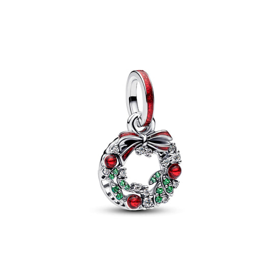 Charm Pandora pendente doppio Ghirlanda di Natale in argento MISURA UNICA