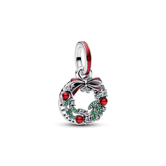 Charm Pandora pendente doppio Ghirlanda di Natale in argento MISURA UNICA