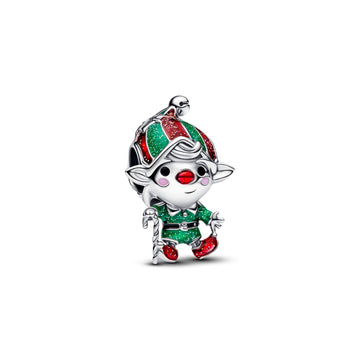 Charm Pandora Moments Elfo di Babbo Natale argento e smalto MISURA UNICA