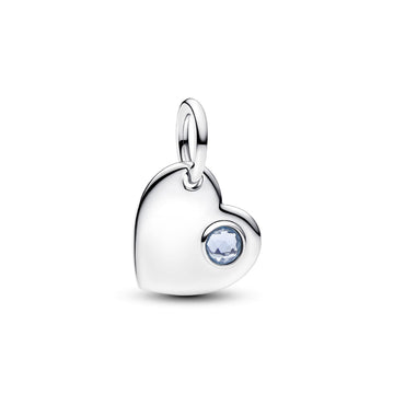 Charm Pandora cuore con pietra azzurra mese Marzo in argento MISURA UNICA
