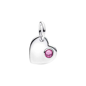 Charm Pandora cuore con pietra rosa mese Ottobre in argento MISURA UNICA