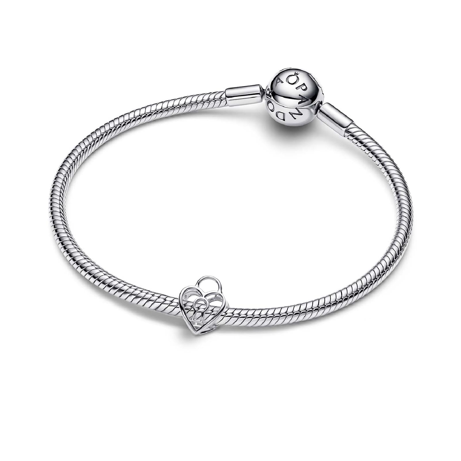 Charm Pandora Openwork argento con lucchetto forma di cuore MISURA UNICA