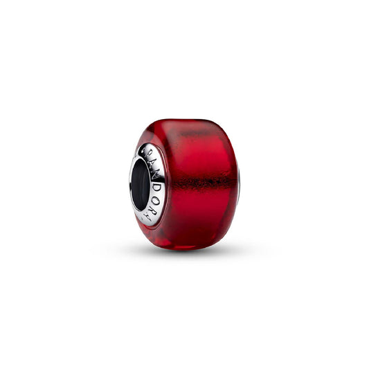 Charm Pandora Mini in argento e vetro di murano rosso MISURA UNICA