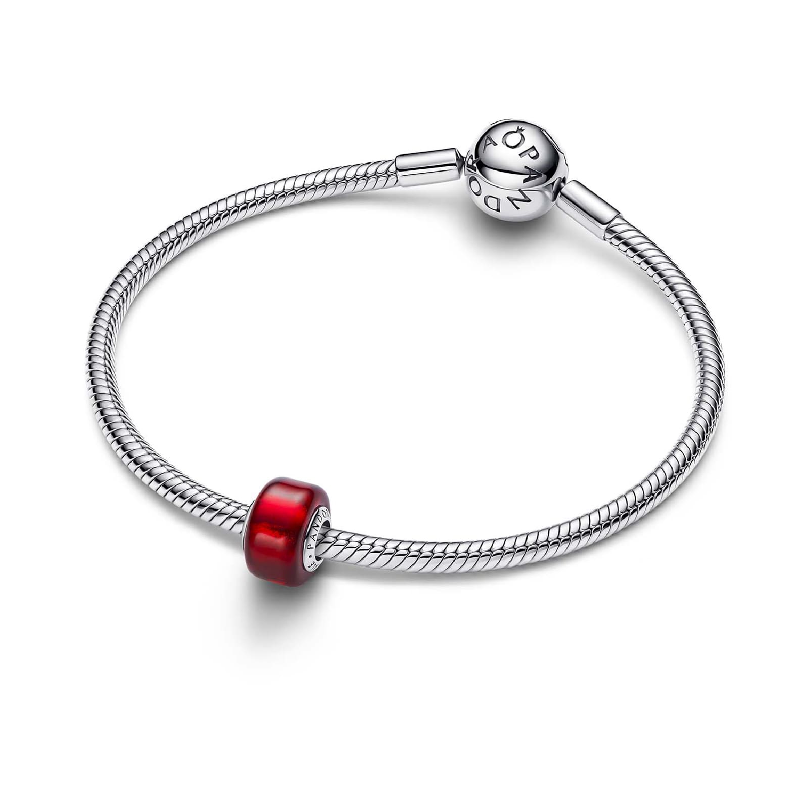 Charm Pandora Mini in argento e vetro di murano rosso MISURA UNICA