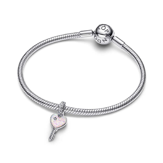 Charm pendente Pandora a forma di chiave rosa con zirconi MISURA UNICA