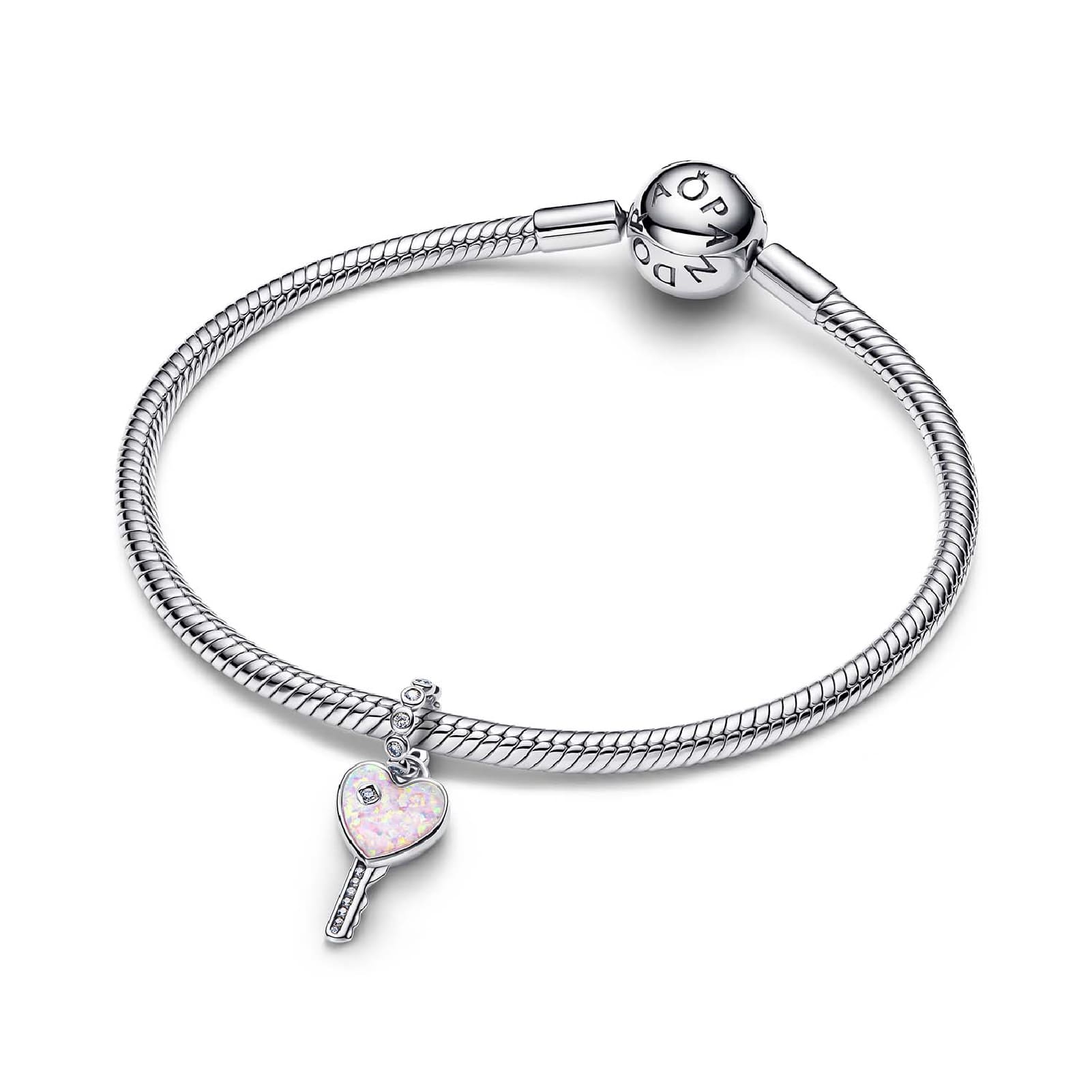 Charm pendente Pandora a forma di chiave rosa con zirconi MISURA UNICA