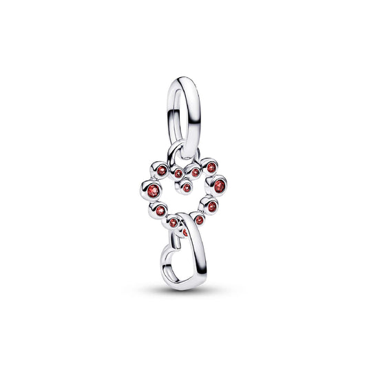 Charm pendente Pandora con cuori intrecciati cristalli rossi MISURA UNICA