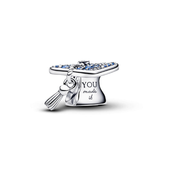 Charm Pandora in argento sterling cappello di Laurea blu MISURA UNICA