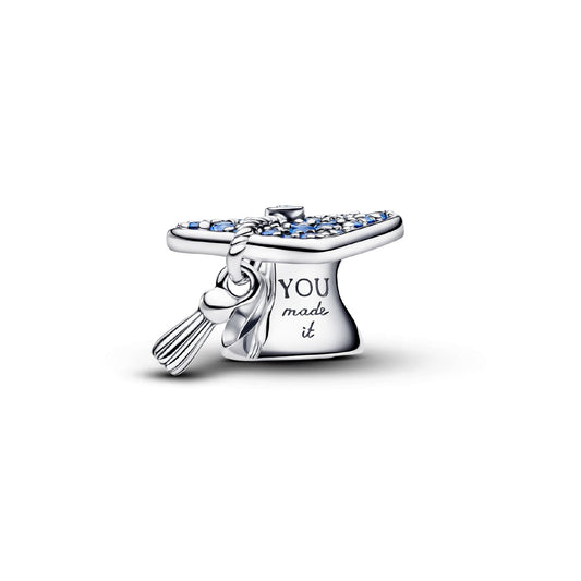 Charm Pandora in argento sterling cappello di Laurea blu MISURA UNICA