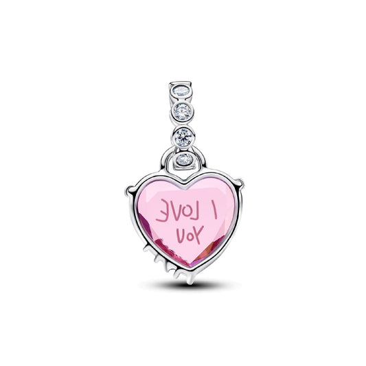 Charm Pandora in argento sterling con cuore rosa I Love You MISURA UNICA