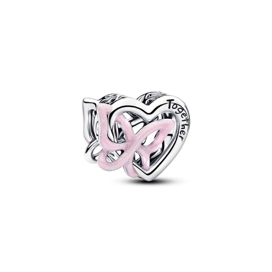 Charm Pandora in argento sterling cuore e farfalla intrecciati MISURA UNICA