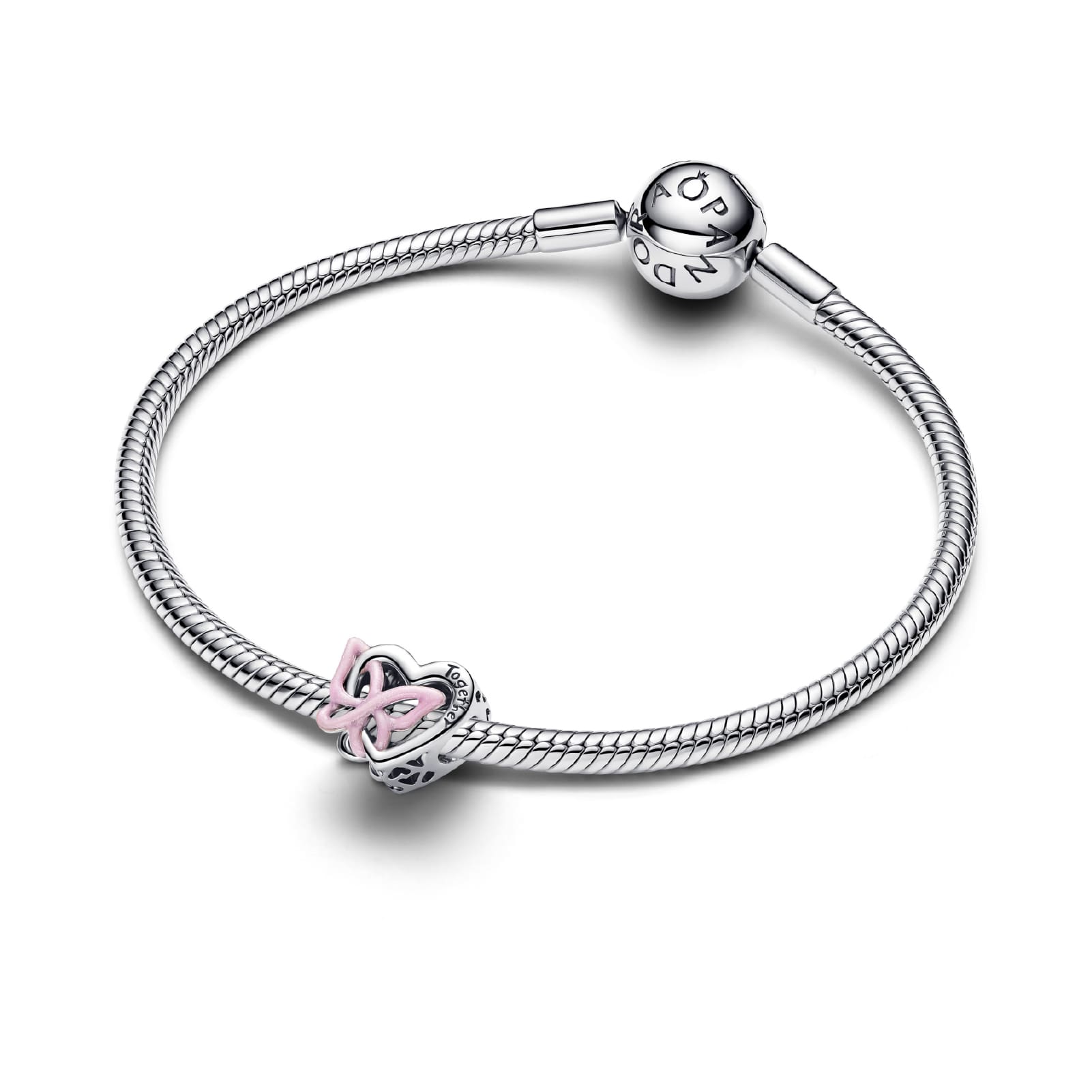 Charm Pandora in argento sterling cuore e farfalla intrecciati MISURA UNICA