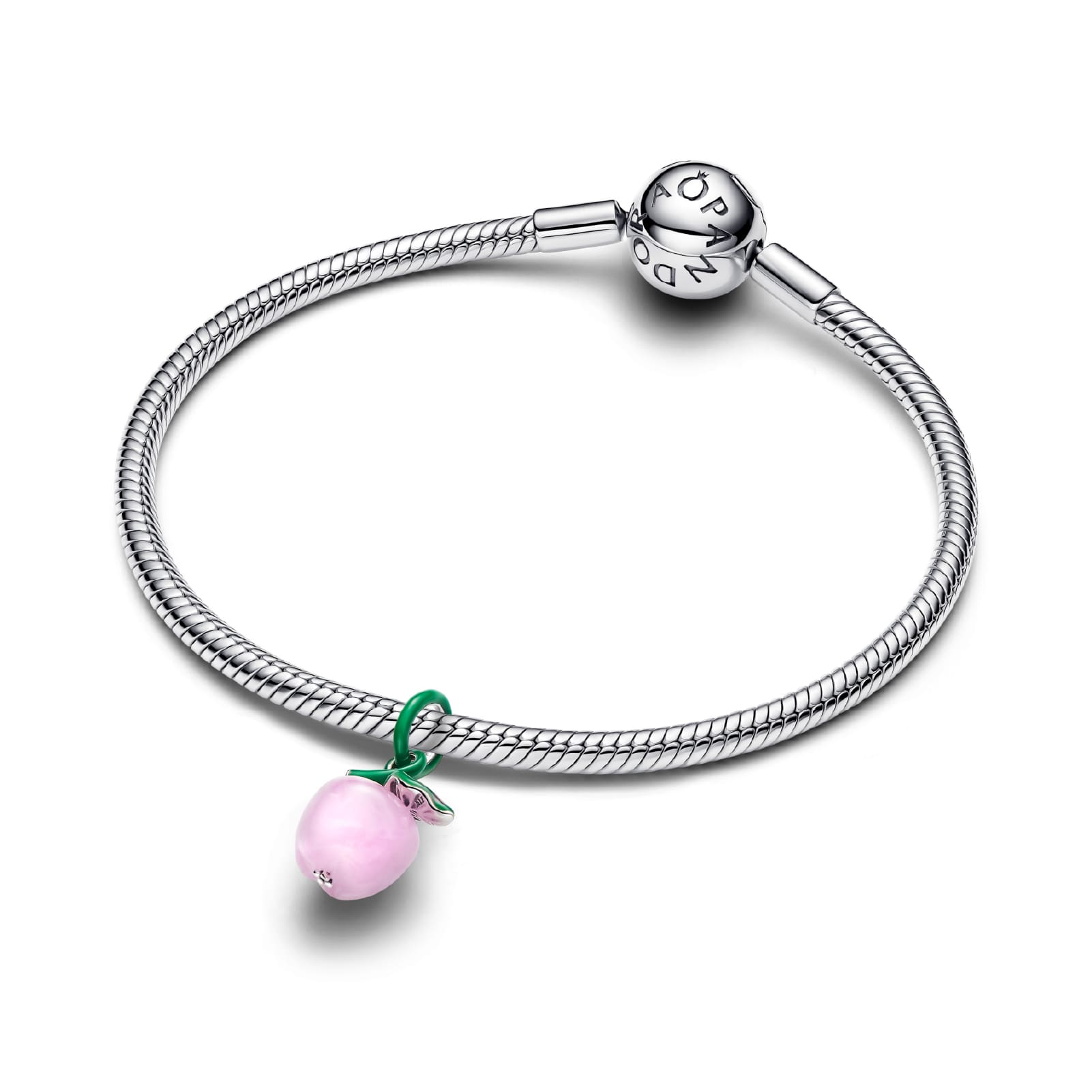 Charm Pandora in argento sterling e vetro murano mela rosa MISURA UNICA