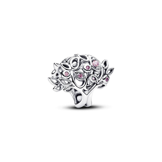Charm Pandora Openwork in argento con albero e zirconi rosa MISURA UNICA