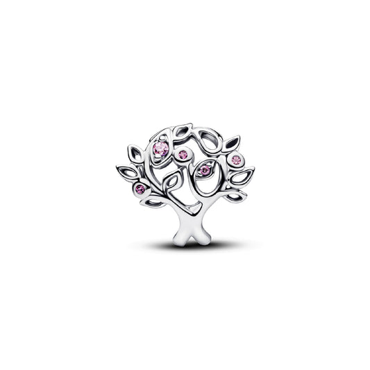 Charm Pandora Openwork in argento con albero e zirconi rosa MISURA UNICA