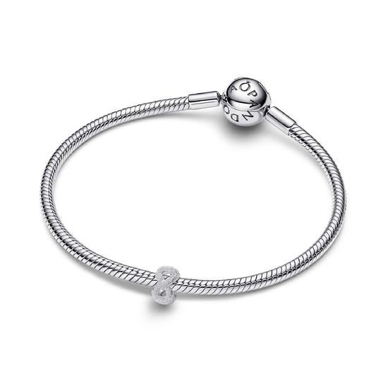 Charm Pandora Mini in argento con infinito effetto diamantato MISURA UNICA