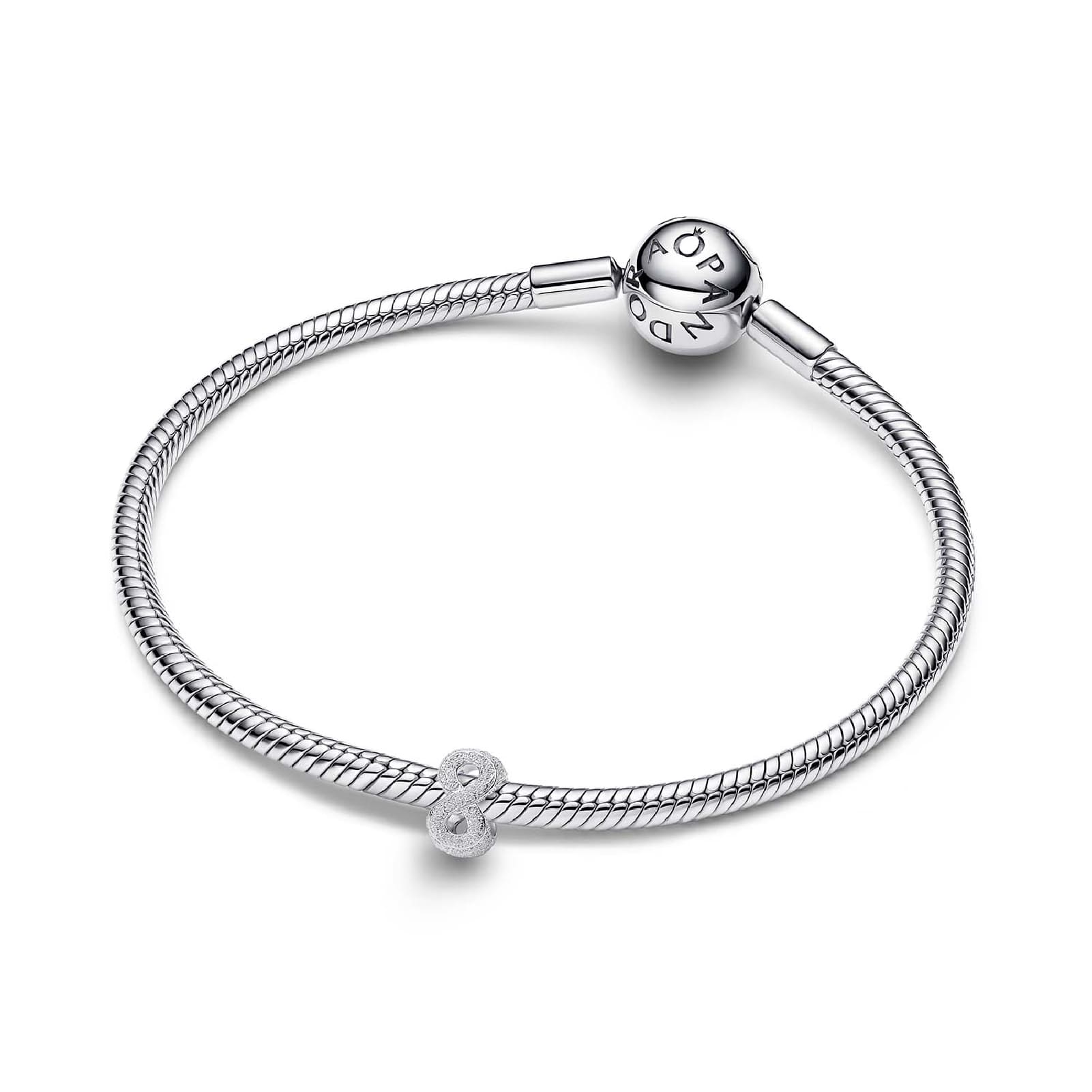Charm Pandora Mini in argento con infinito effetto diamantato MISURA UNICA