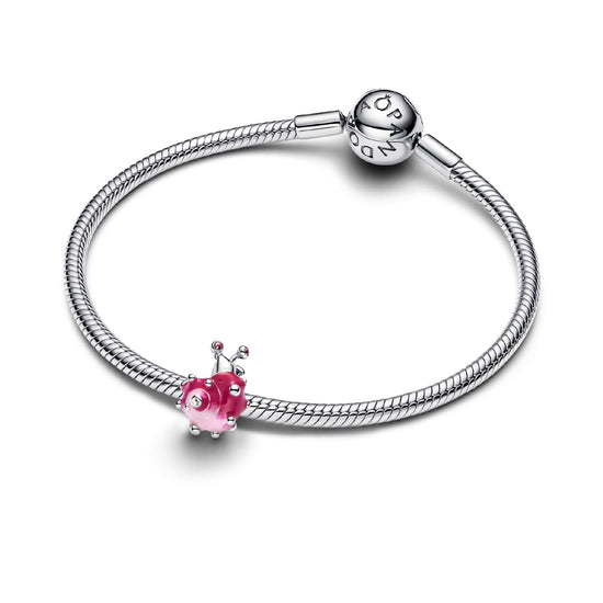 Charm Pandora in argento sterling con lumaca rosa MISURA UNICA