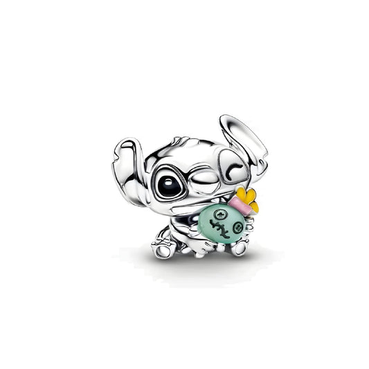 Charm Pandora Disney Stitch & Scrump in argento sterling MISURA UNICA