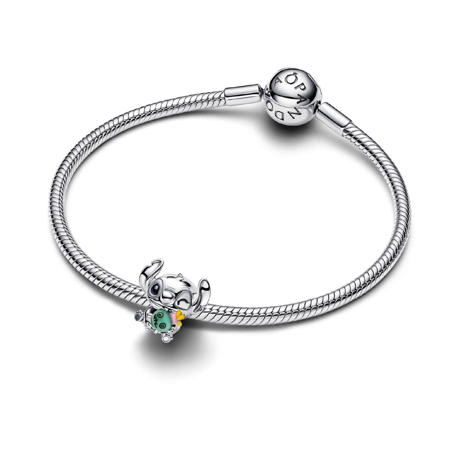 Charm Pandora Disney Stitch & Scrump in argento sterling MISURA UNICA
