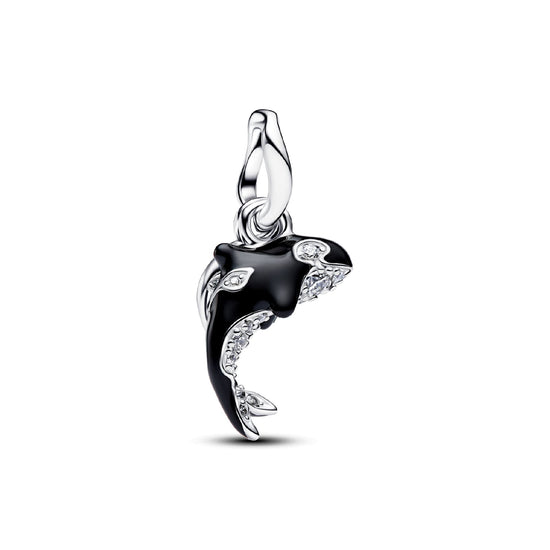Charm pendente Pandora in argento smaltato orca con zirconi MISURA UNICA