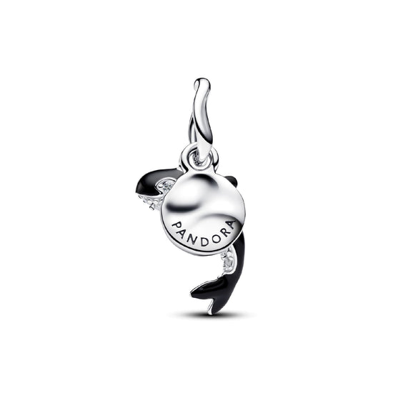 Charm pendente Pandora in argento smaltato orca con zirconi MISURA UNICA