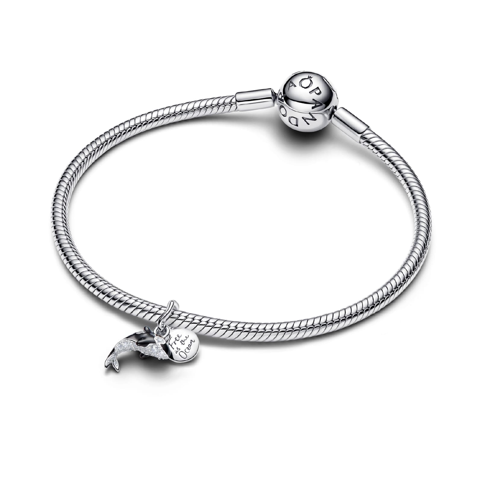 Charm pendente Pandora in argento smaltato orca con zirconi MISURA UNICA