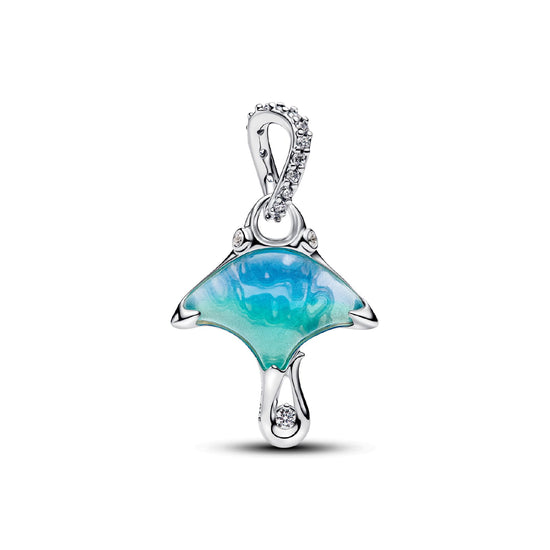 Charm pendente Pandora in argento Manta con vetro di murano MISURA UNICA