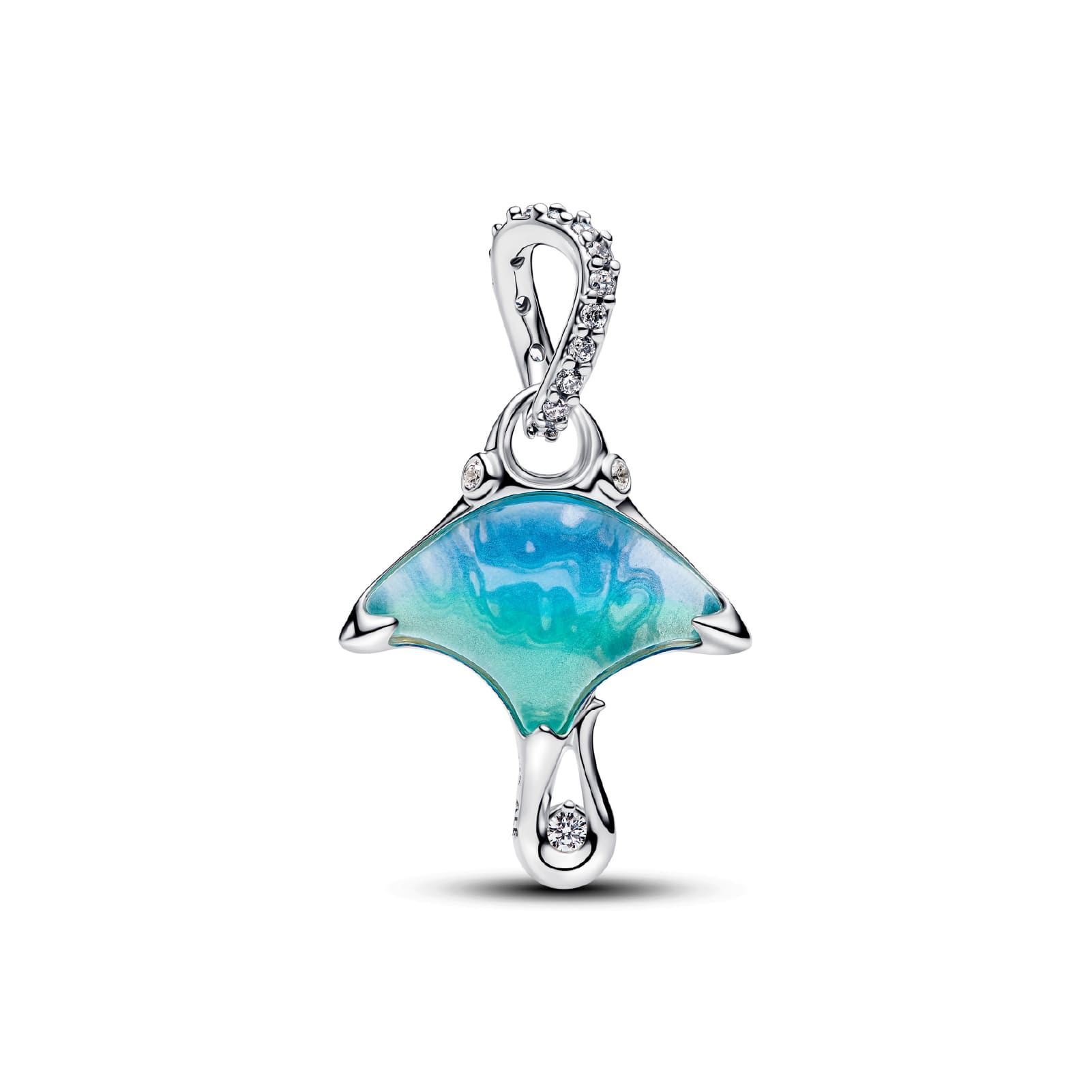 Charm pendente Pandora in argento Manta con vetro di murano MISURA UNICA