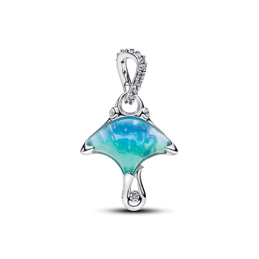Charm pendente Pandora in argento Manta con vetro di murano MISURA UNICA