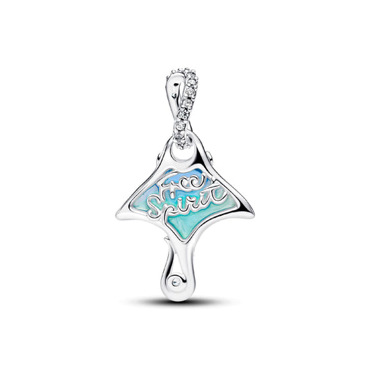 Charm pendente Pandora in argento Manta con vetro di murano MISURA UNICA