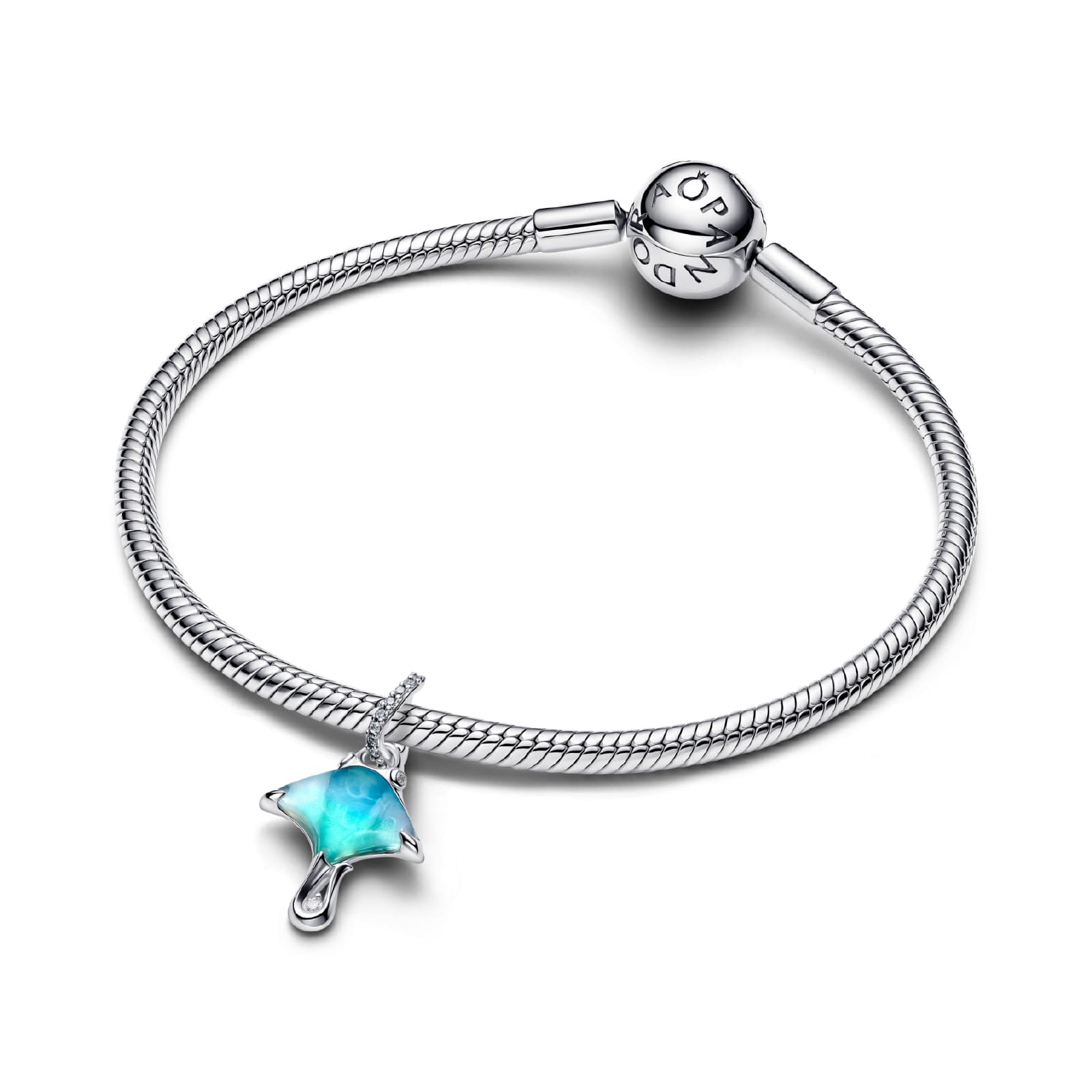 Charm pendente Pandora in argento Manta con vetro di murano MISURA UNICA