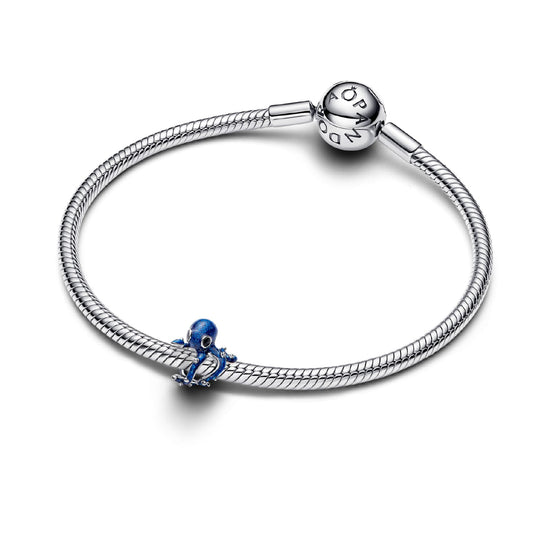Charm Pandora in argento polpo blu smaltato da donna MISURA UNICA