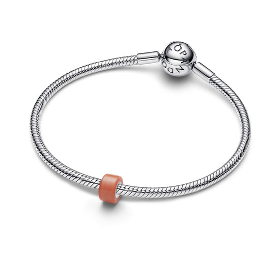 Mini charm Pandora in argento 925 e vetro di Murano arancione MISURA UNICA