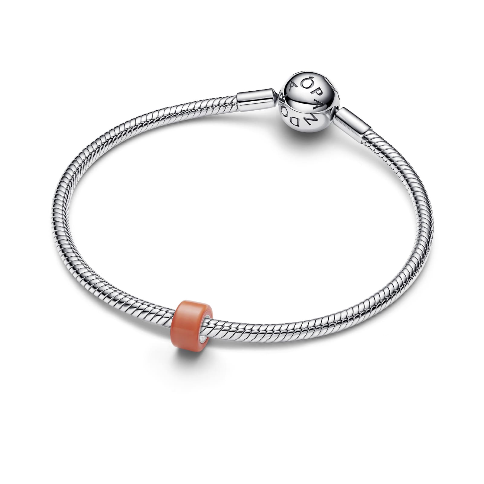 Mini charm Pandora in argento 925 e vetro di Murano arancione MISURA UNICA
