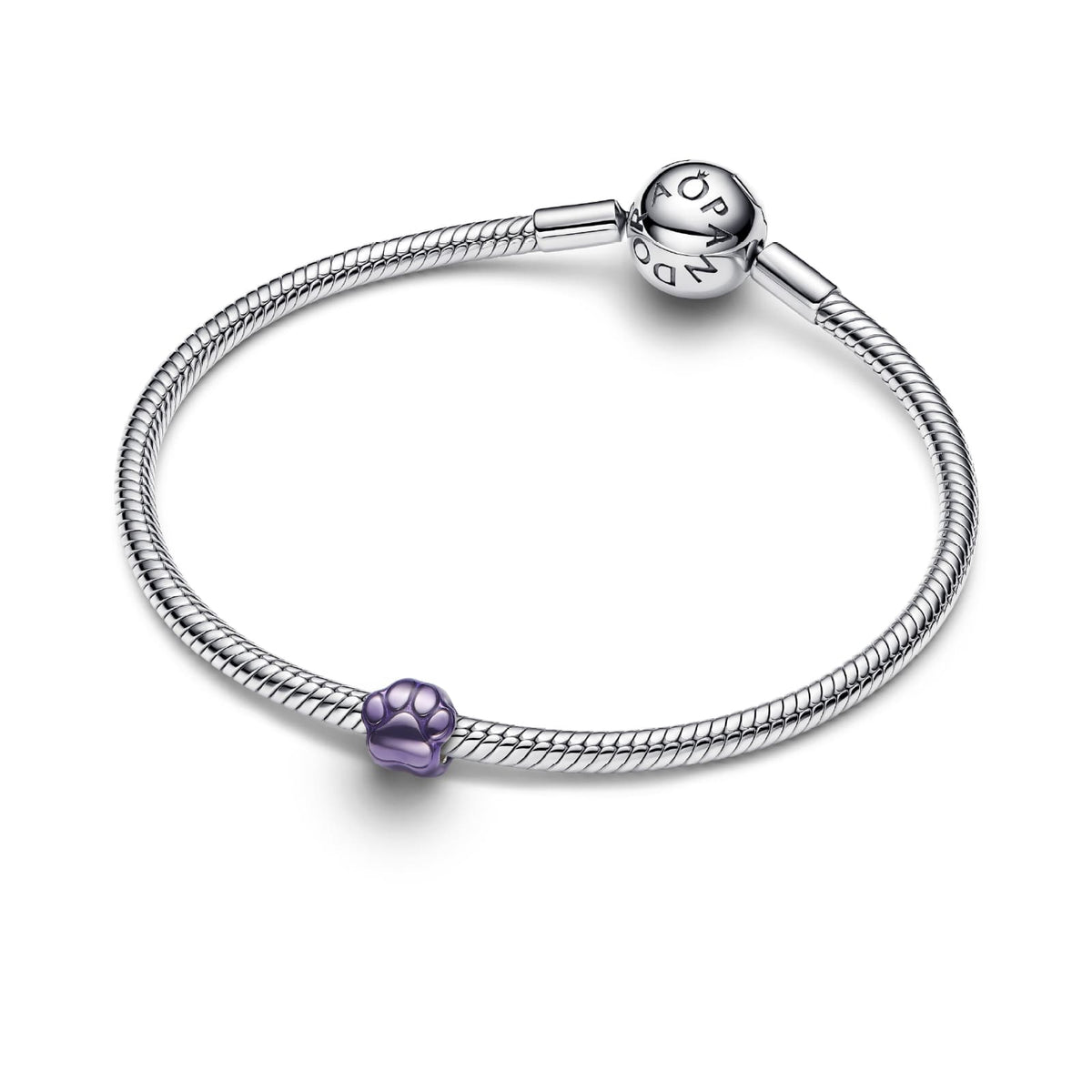 Mini charm Pandora in argento zampa effetto metallico viola MISURA UNICA