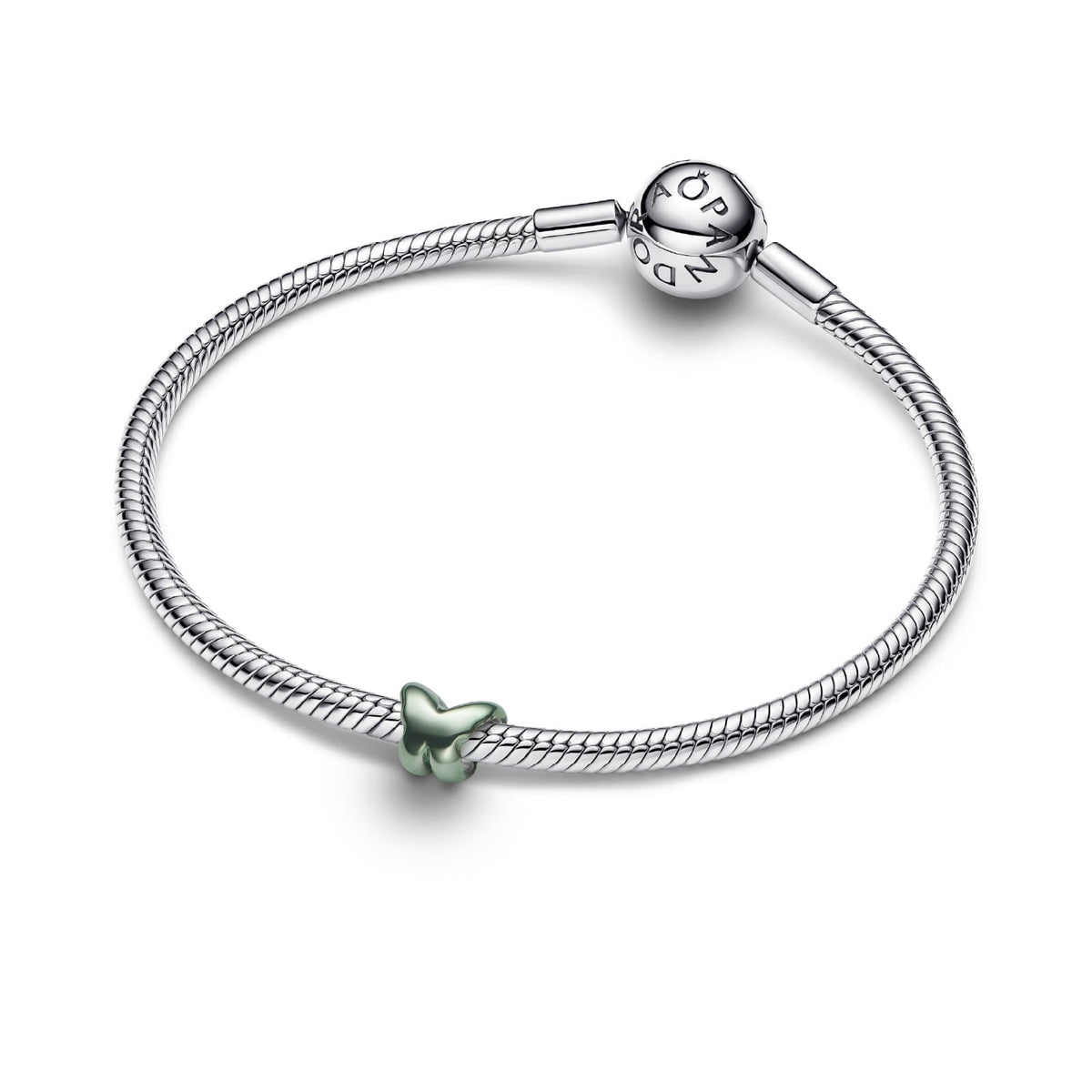 Mini charm Pandora in argento farfalla effetto metallico verde MISURA UNICA