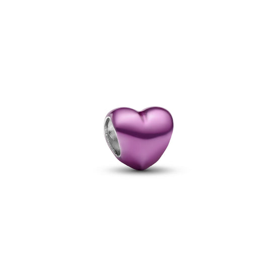 Mini charm Pandora in argento cuore effetto metallico rosa MISURA UNICA