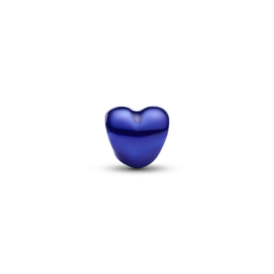 Mini charm Pandora in argento cuore effetto metallico blu MISURA UNICA
