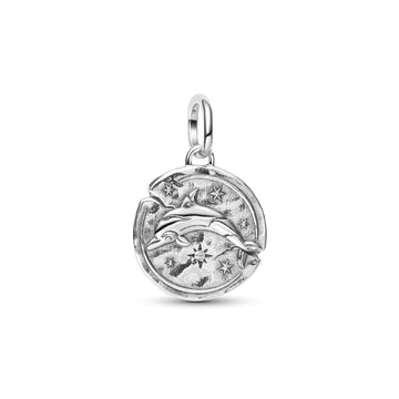 Charm Pandora Medallion in argento 925 delfino e zircone MISURA UNICA