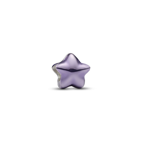 Mini charm Pandora in argento stella effetto metallico viola MISURA UNICA