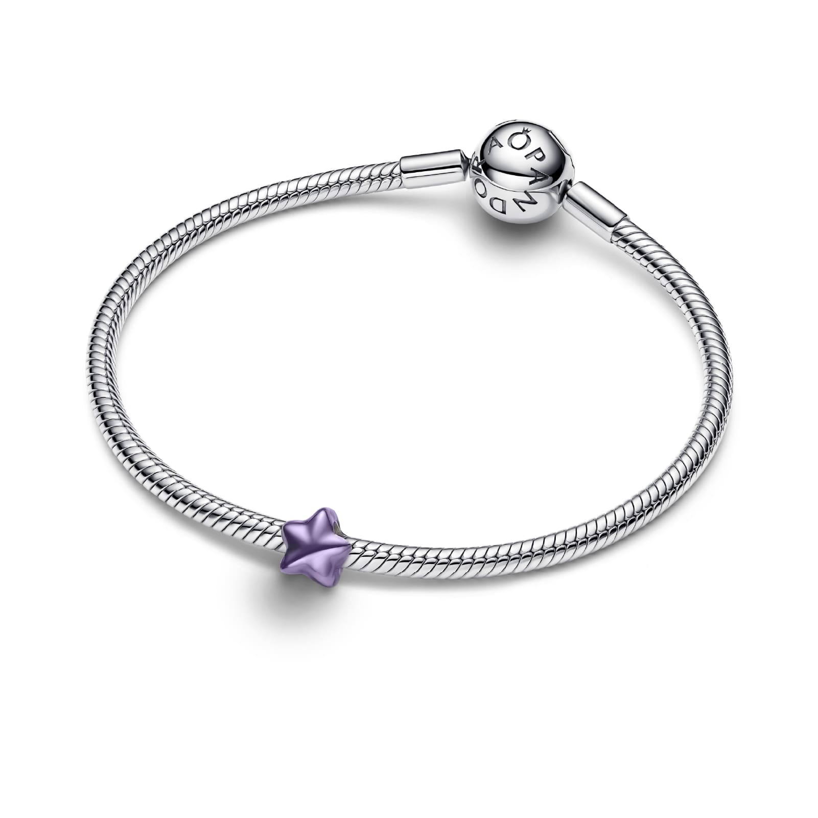 Mini charm Pandora in argento stella effetto metallico viola MISURA UNICA