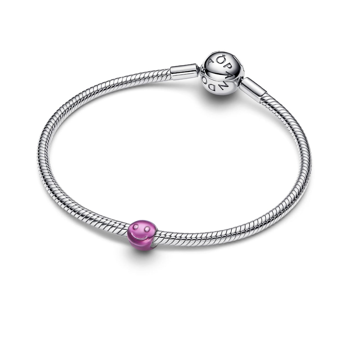 Mini charm Pandora in argento smile effetto metallico rosa MISURA UNICA