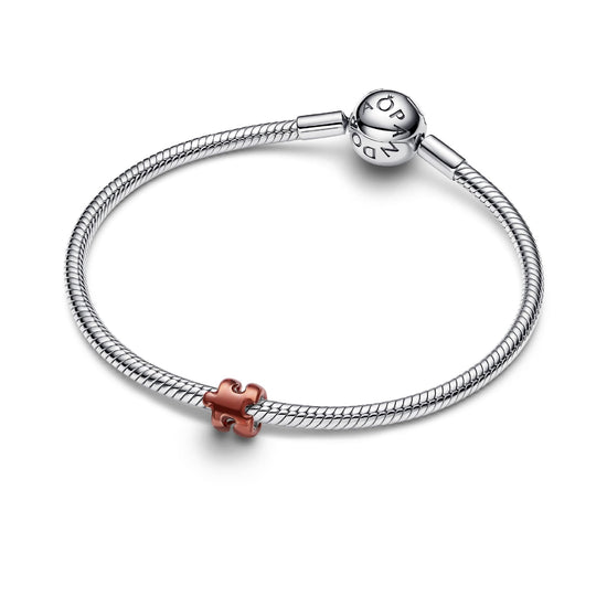 Mini charm Pandora argento puzzle effetto metallico arancione MISURA UNICA