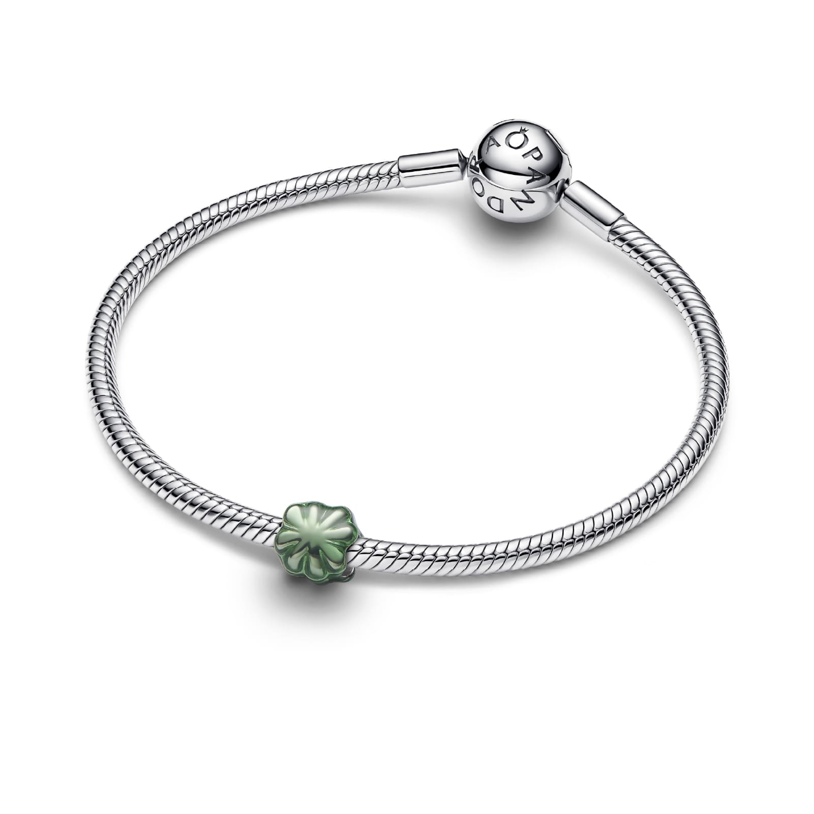 Mini charm Pandora in argento quadrifoglio metallico verde MISURA UNICA